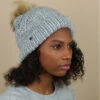 Seeberger Bonnet Pompon Strass Gris -Célèbre Chapeaux Magasin bonnet pompon strass gris