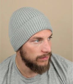 Engineered Knit Ribbed Beanie Light Grey