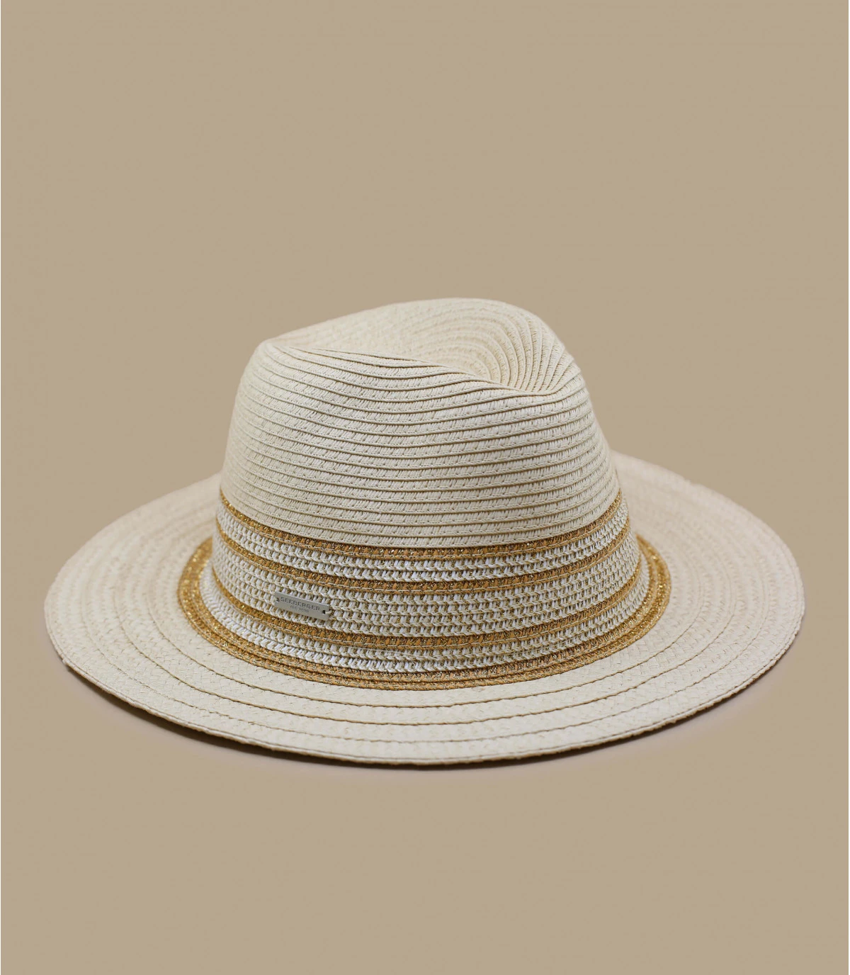 Fedora Shiny Insert linen gold Seeberger Fedora Shiny Insert Linen Gold -Célèbre Chapeaux Magasin fedora shiny insert linen gold 1