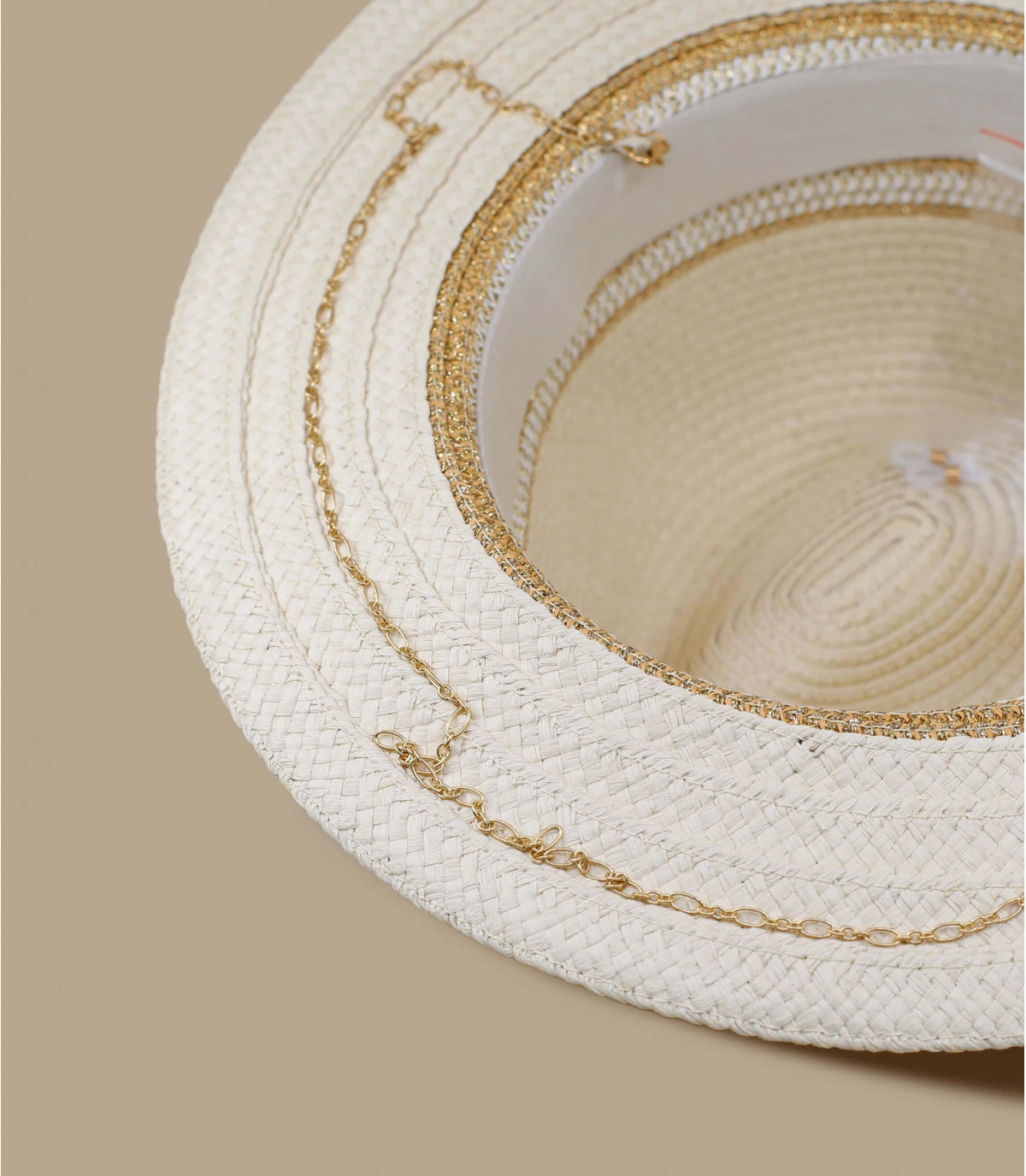 Fedora Shiny Insert linen gold Seeberger Fedora Shiny Insert Linen Gold -Célèbre Chapeaux Magasin fedora shiny insert linen gold 3