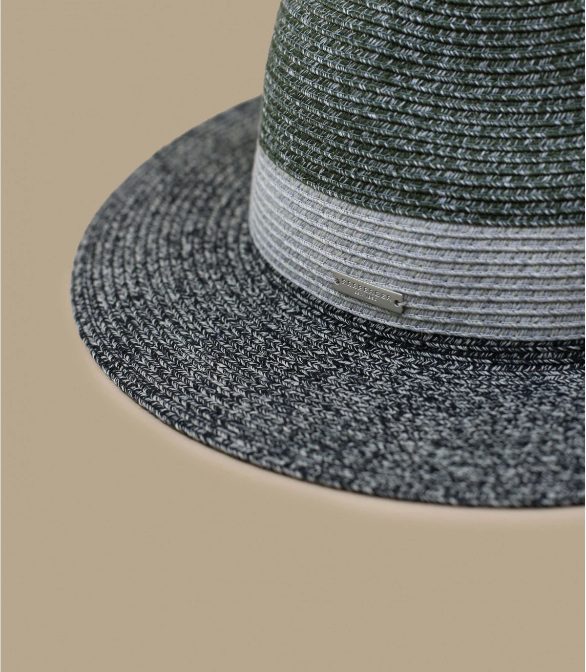 Fedora stripe design khaki black Seeberger Fedora Stripe Design Khaki Black -Célèbre Chapeaux Magasin fedora stripe design khaki black 1