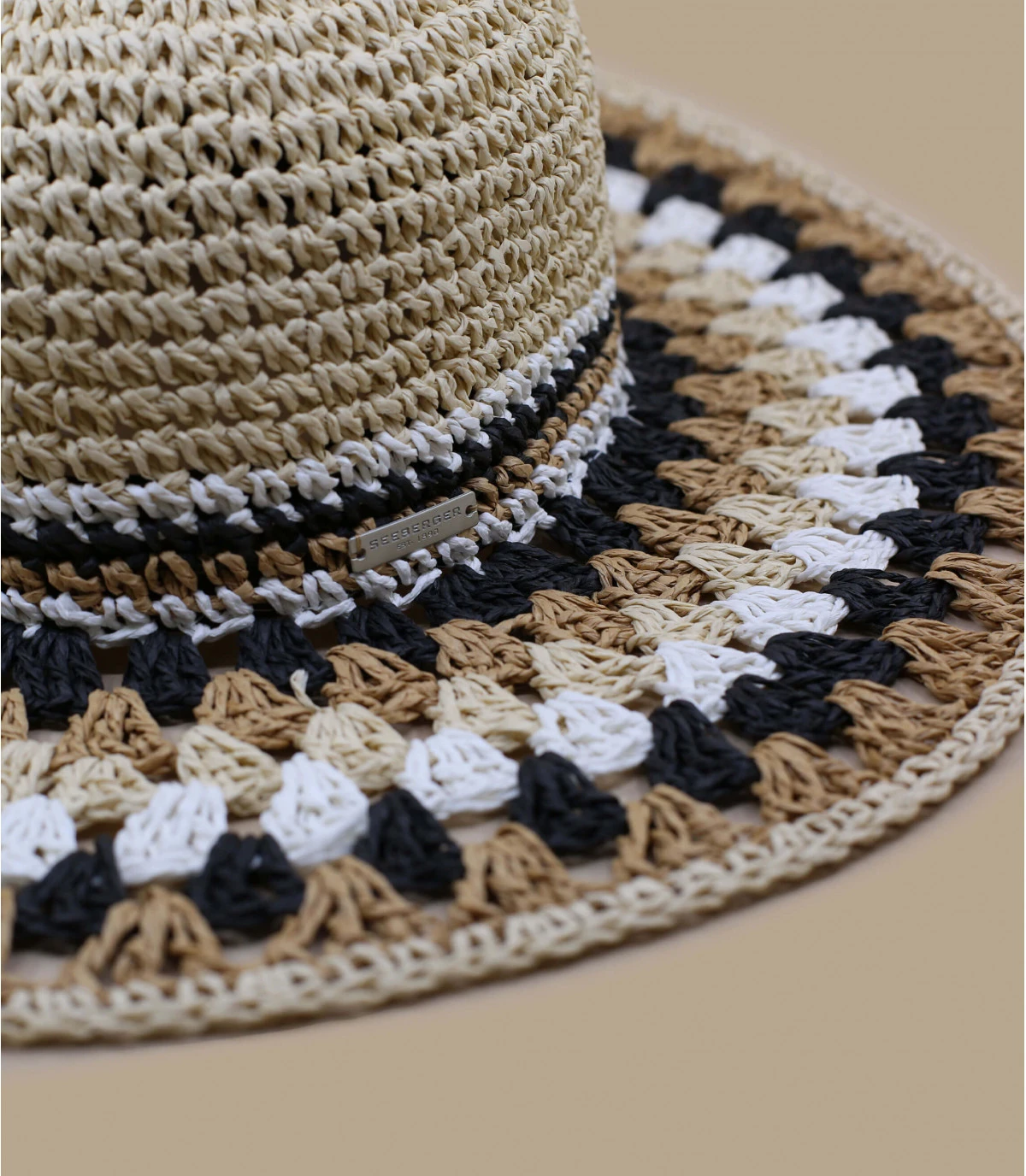 Floppy Multicolor linen white black Seeberger Floppy Multicolor Linen White Black -Célèbre Chapeaux Magasin floppy multicolor linen white black 2