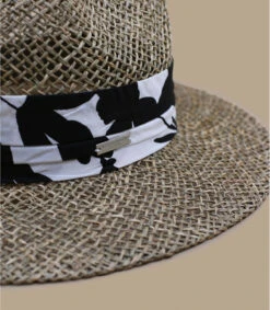 Seeberger Seagrass Fedora Summer Print Black -Célèbre Chapeaux Magasin seagrass fedora summer print black 2