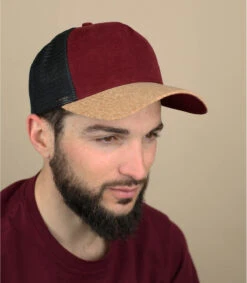 Trucker Corduroy Burgundy Cork Black
