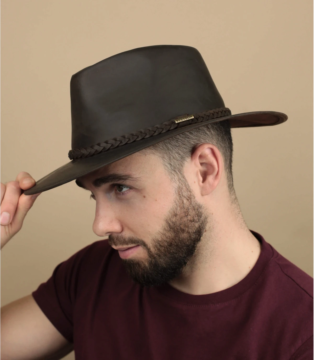 Western Buffalo Leather brown Stetson Western Buffalo Leather Brown -Célèbre Chapeaux Magasin western buffalo leather brown